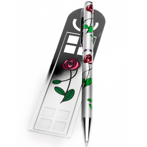 Mackintosh Rose & Lattice Bookmark & Ballpoint Pen Set