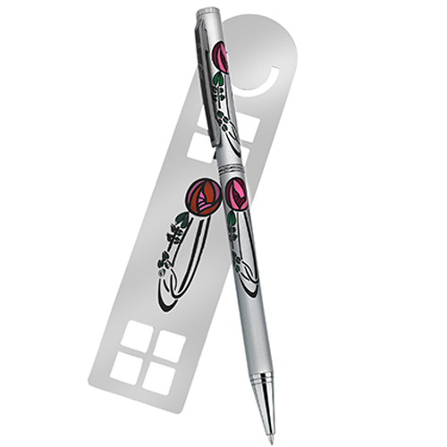 Mackintosh Rose & Teardrop Bookmark & Ballpoint Pen Set