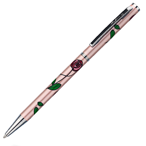 Pen & Letter Opener Set With Mackintosh Pink Rose Design & Gift Boxed 
