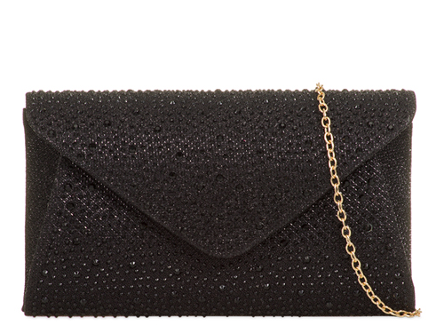 Olivia Beaded Envelope Black Evening Clutch Bag