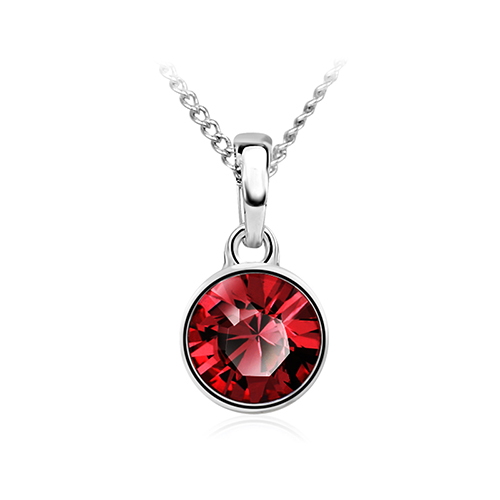 Single Round Swarovski Diamante Element Pendant - Garnet