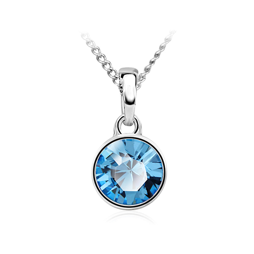 Single Round Swarovski Diamante Element Pendant - Aquamarine