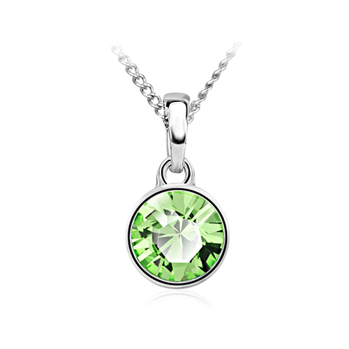 Single Round Swarovski Diamante Element Pendant - Peridot