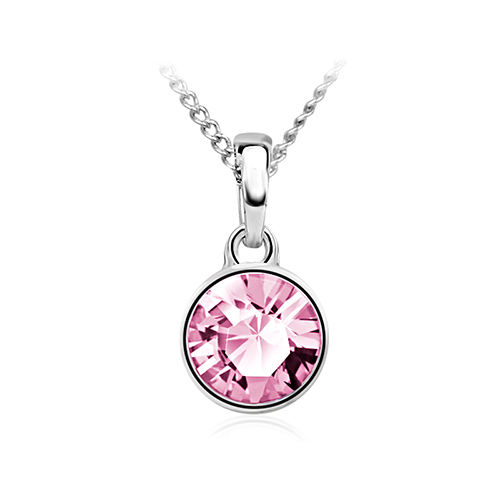 Single Round Swarovski Diamante Element Pendant - Light Rose