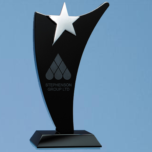 30cm Blk Optic Swoop Award with Silver Star