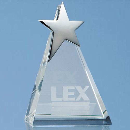 15cm  Optic Triangle Award with Silver Star