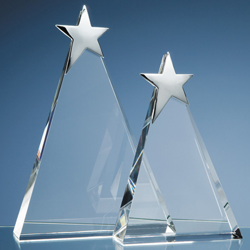 25cm Optic Triangle Award with Silver Star