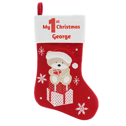personalised my 1st christmas teddy stocking personalised my 1st christmas teddy stocking