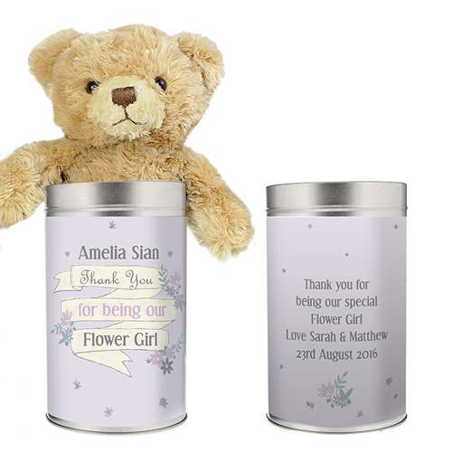personalised teddy in a tin