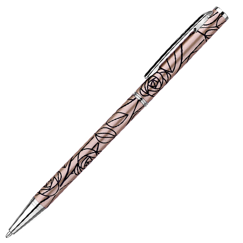 Rose Pink Mackintosh Rose Bud & Leaf Ball Point Pen