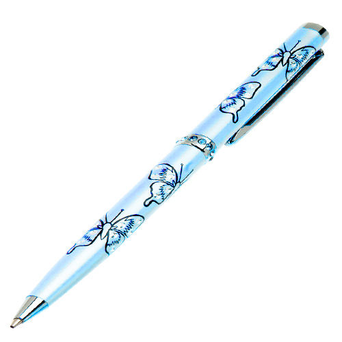 Pearlized Butterfly Crystal Ball Point Pen