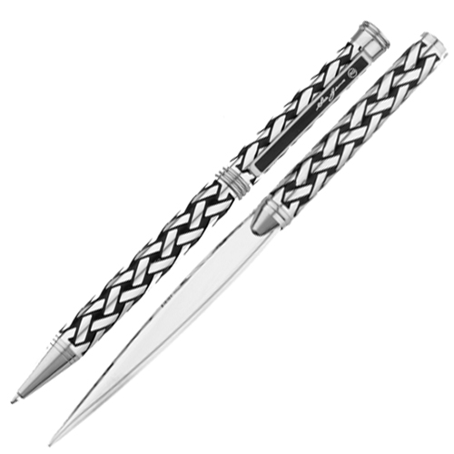 Silver Plated Celtic Plaid Ballpoint Pen & Letter Opener 9mm