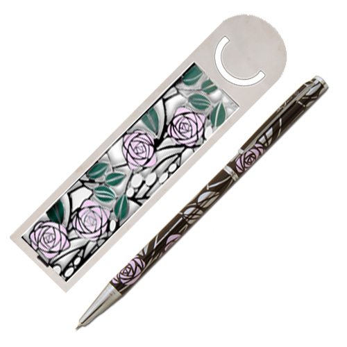 Mackintosh 4 Rose Bookmark & Ballpoint Set