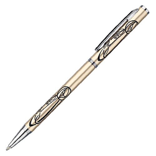 Champagen Mackintosh Rose & Leaf Pearlised Ball Point Pen