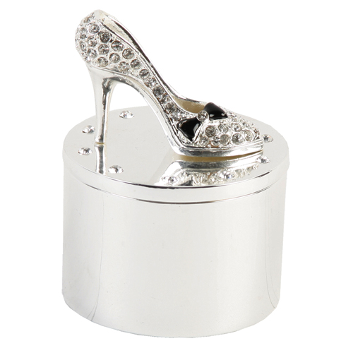 Crystal Shoe Silver Plated Trinket Box