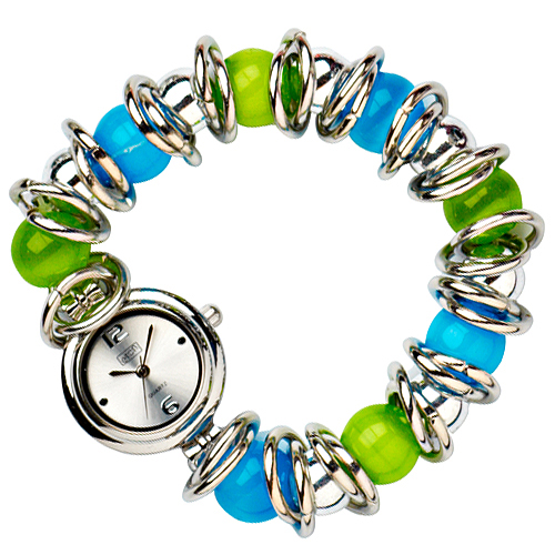 Aqua & Lime Bead Bracelet Watch