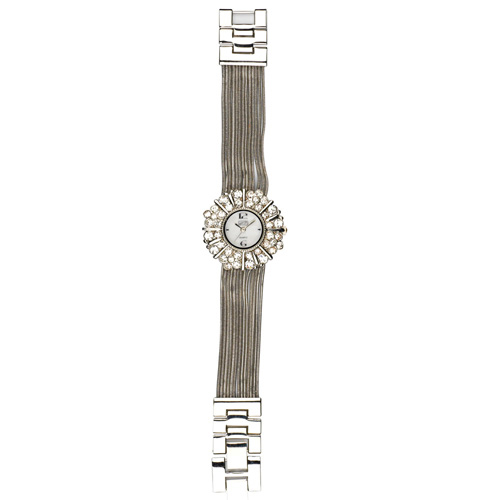 Round Diamante - Chrome Multi Strand Watch