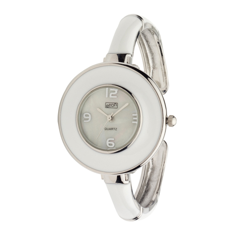 Eton White Enamel Bangle Quartz Watch