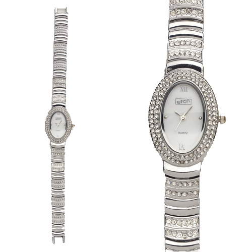 Eton Silver Oval Diamante Bracelet Watch