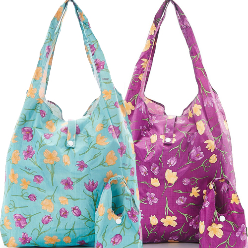 Eco Friendly Foldable Shopper - Tulips