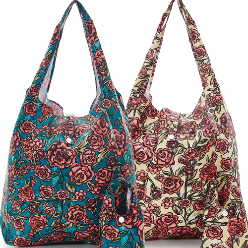 Eco Friendly Foldable Shopper - Roses