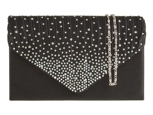 Amber Sequin Envelope Black Evening Clutch Bag