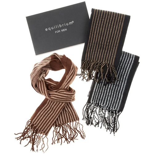 Equilibrium Men Striped 2 Tone Scarf