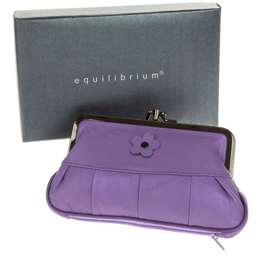 Equilibrium Leather Flower Purse - Purple