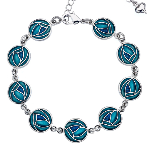 Mackintosh Roses Enamel Bracelet - Turquoise & Blue