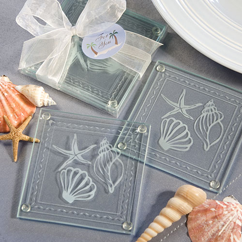 Beach Themed Glass Coaster Favours