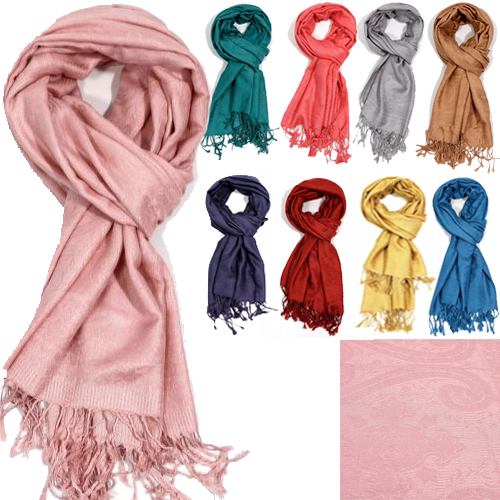 Plain Paisley Design Embroidered Scarf