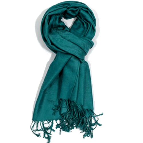 Plain Paisley Design Embroidered Scarf - Teal