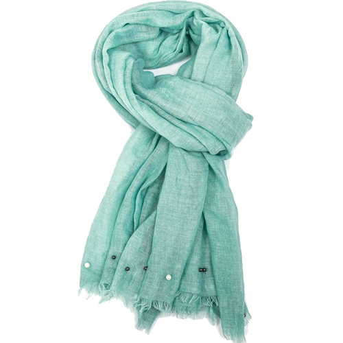 Plain Soft Scarf/Pashmina with Pearls - Mint Green