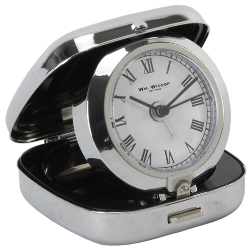 Chrome Fold Up Alarm Clock with Roman Dials