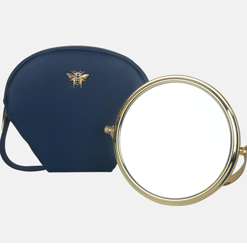 Alice Wheeler Luxury Mirror with Travel Case - Navy