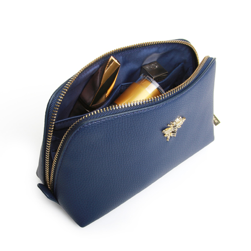 Alice Wheeler Luxury Small Beauty Case/Make Up Bag - Navy