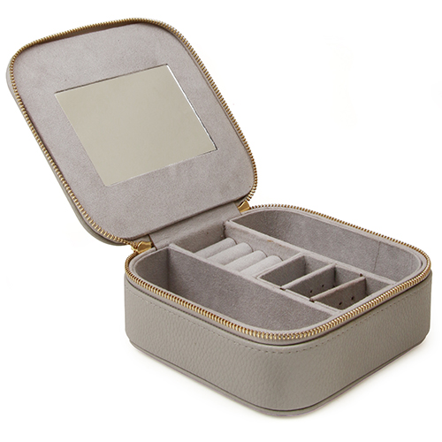 Alice Wheeler Luxury Leather Jewellery Box - Grey