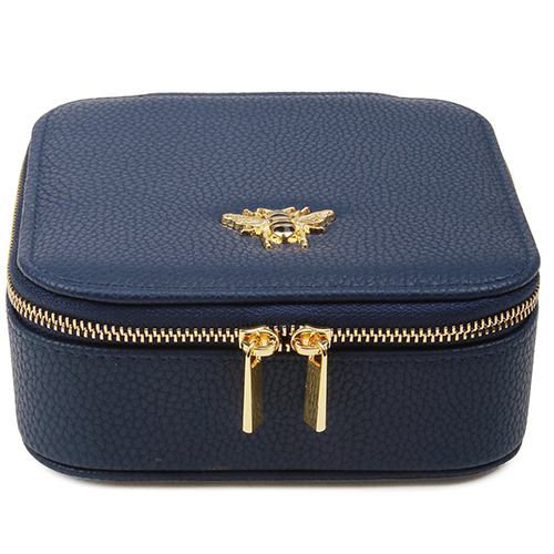 Alice Wheeler Luxury Leather Jewellery Box - Navy
