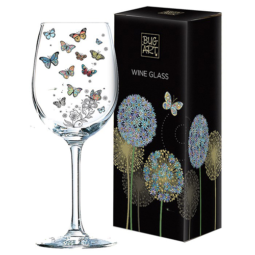 Bug Art Wine Glass - Butterflies