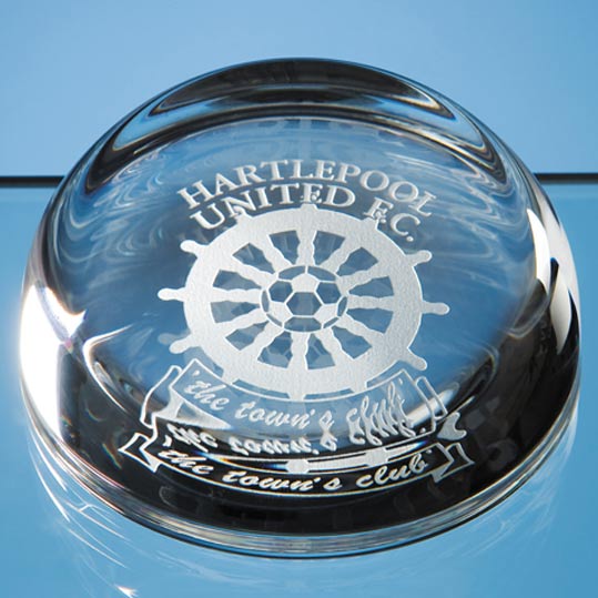 9cm Lead Crystal Flat Top Dome Paperweight