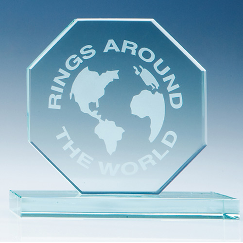 10cm Jade Glass Octagon Award