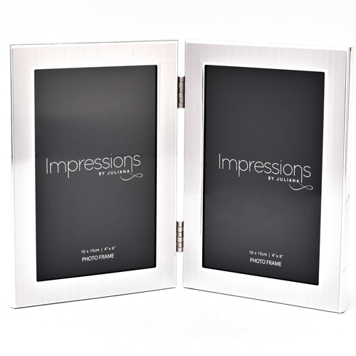 Impressions Double Photo Frame Matt & Shiny Silver 4