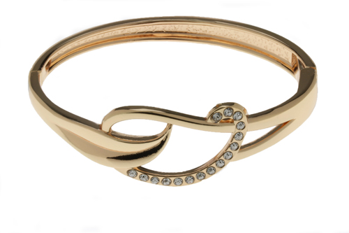 Gold Plated Crystal Open Heart Bangle
