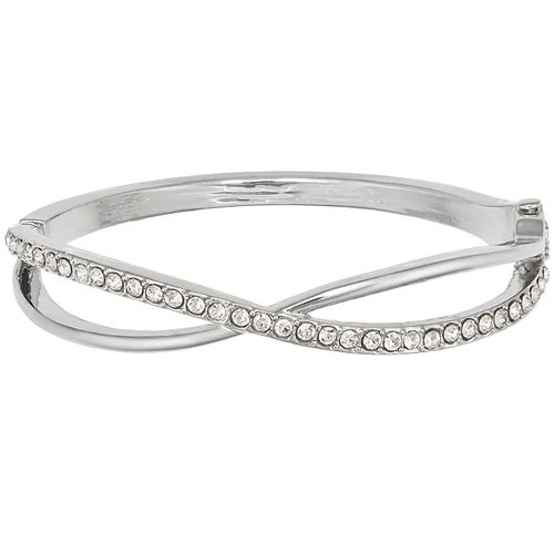 Rhodium Plated Crystal Weave Bangle