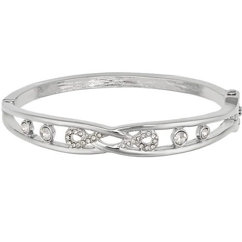 Rhodium Plated Bow Crystal Bangle