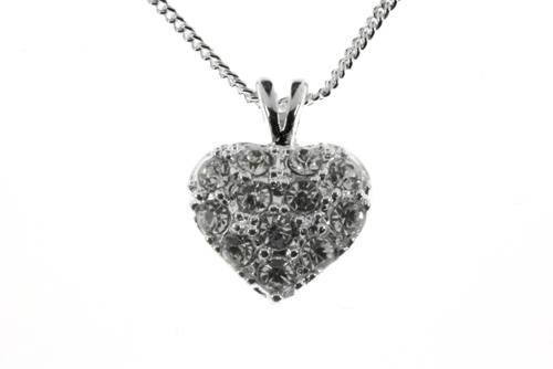 Silver Plated Sparkle Heart Crystal Pendant