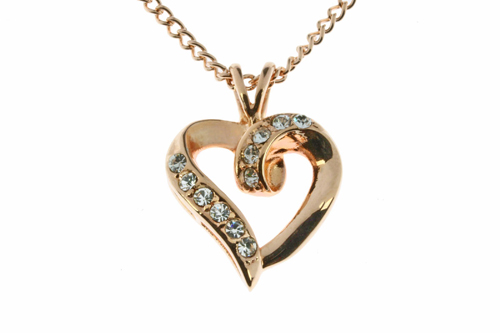 Gold Plated Open Spiral Heart Crystal Pendant
