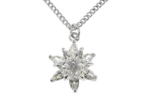 Silver Plated Crystal Flower Necklace