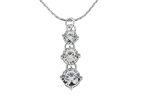 Silver Plated Crystal 3 Drop Necklace