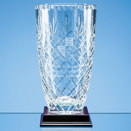 25cm Lead Crystal Panelled Barrel Vase